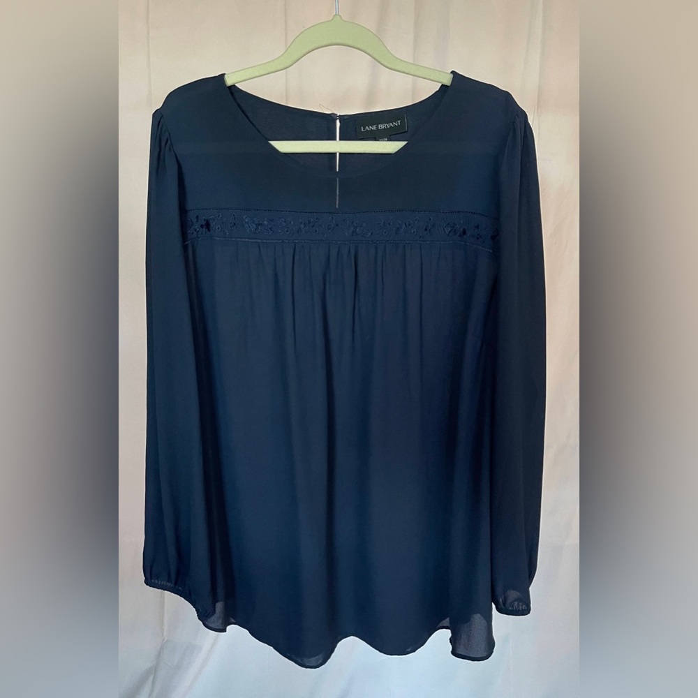 Navy Blue Long Sleeved Blouse